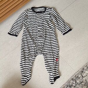 Magnetic Me Black and White Striped Footie